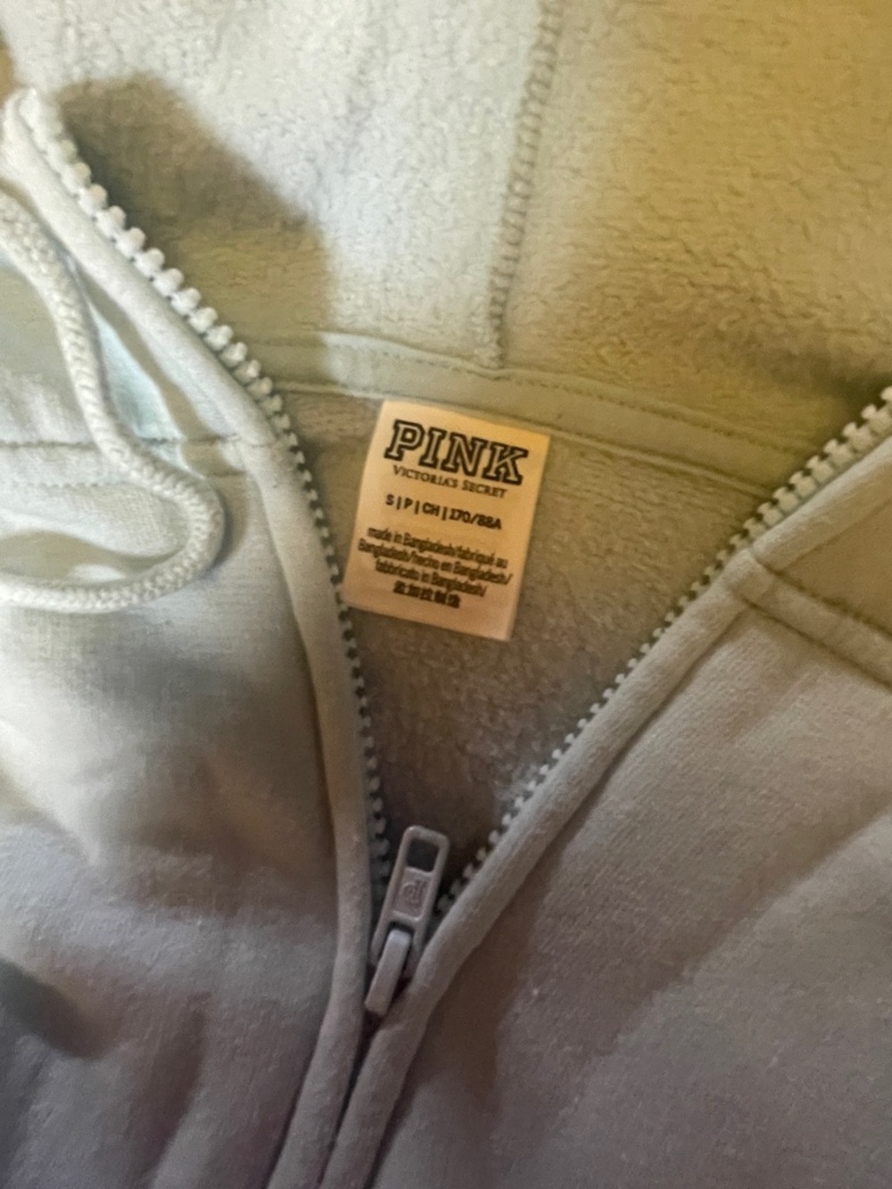 PINK Victoria's Secret Pale Blue Zip-Up Hoodie. Like New! - Picture 9 of 9